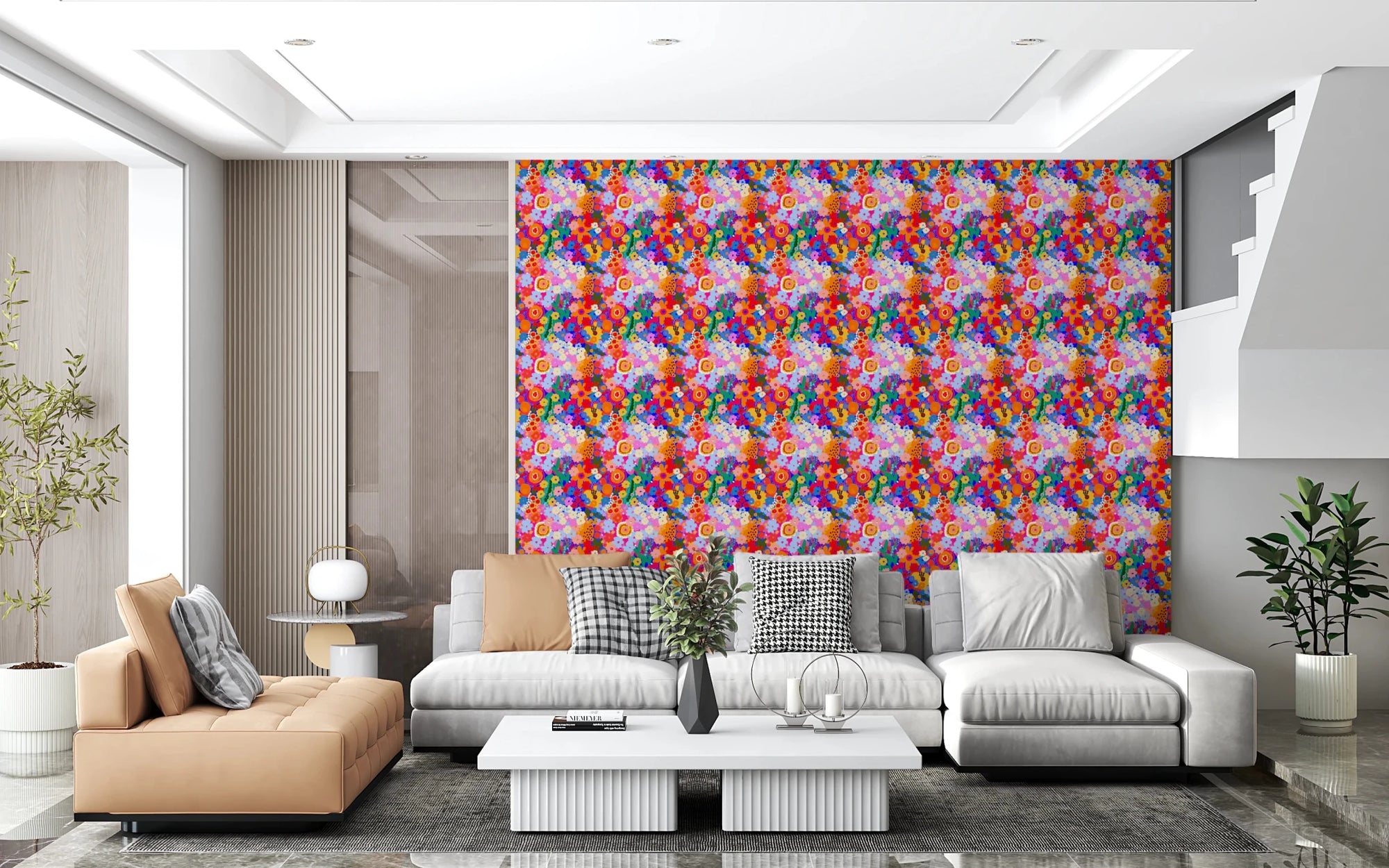 Intense Bloom Burst colour pop florals living room Wallpaper in bright hues
