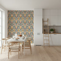 Magnificent Bloom Damask pattern wallpaper, a striking blend of vintage aesthetics.