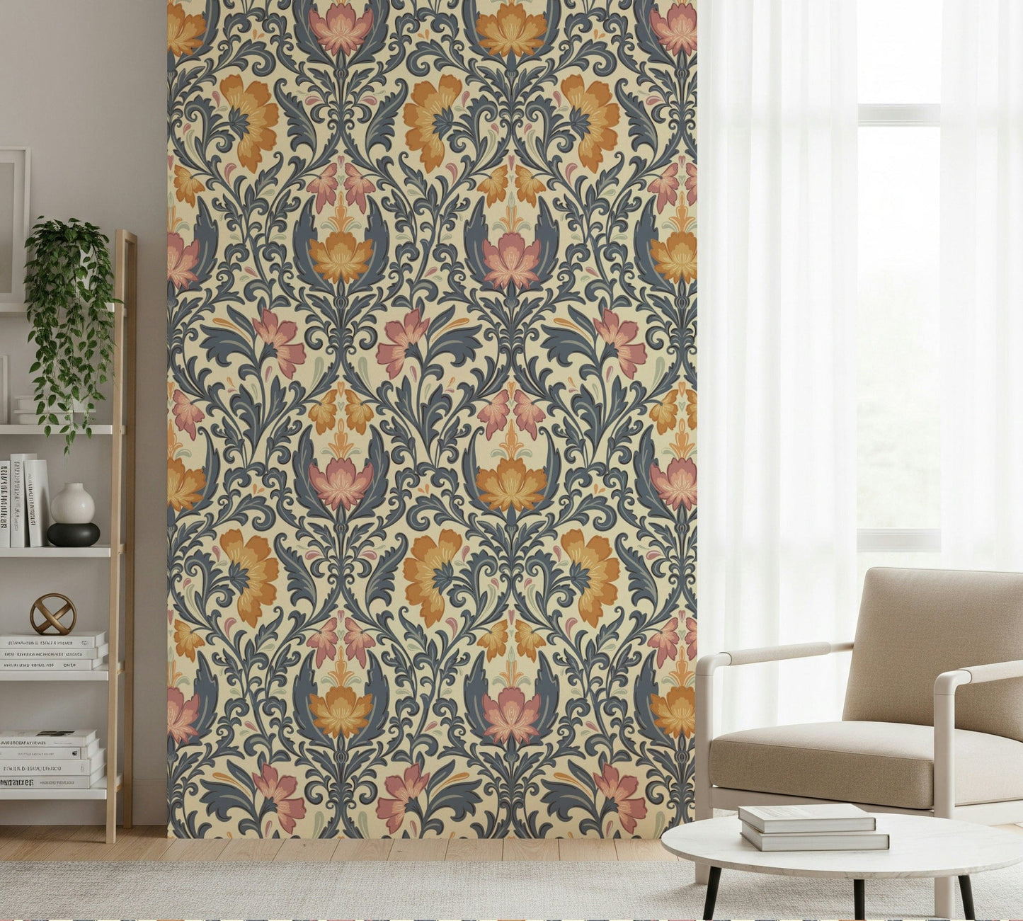 Decorative wall mural: mesmerizing Bloom Damask style, perfect for a feature wall.