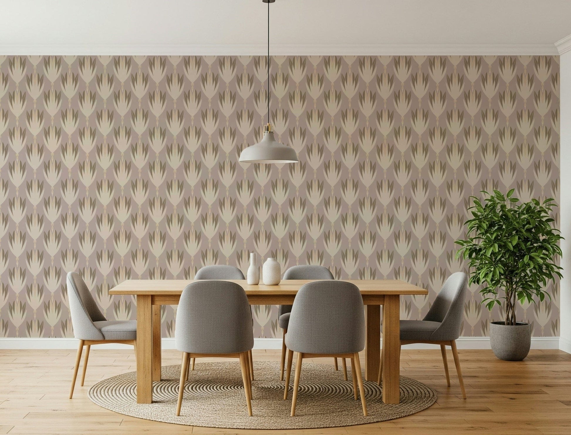 Art deco inspired bloom pattern wallpaper
