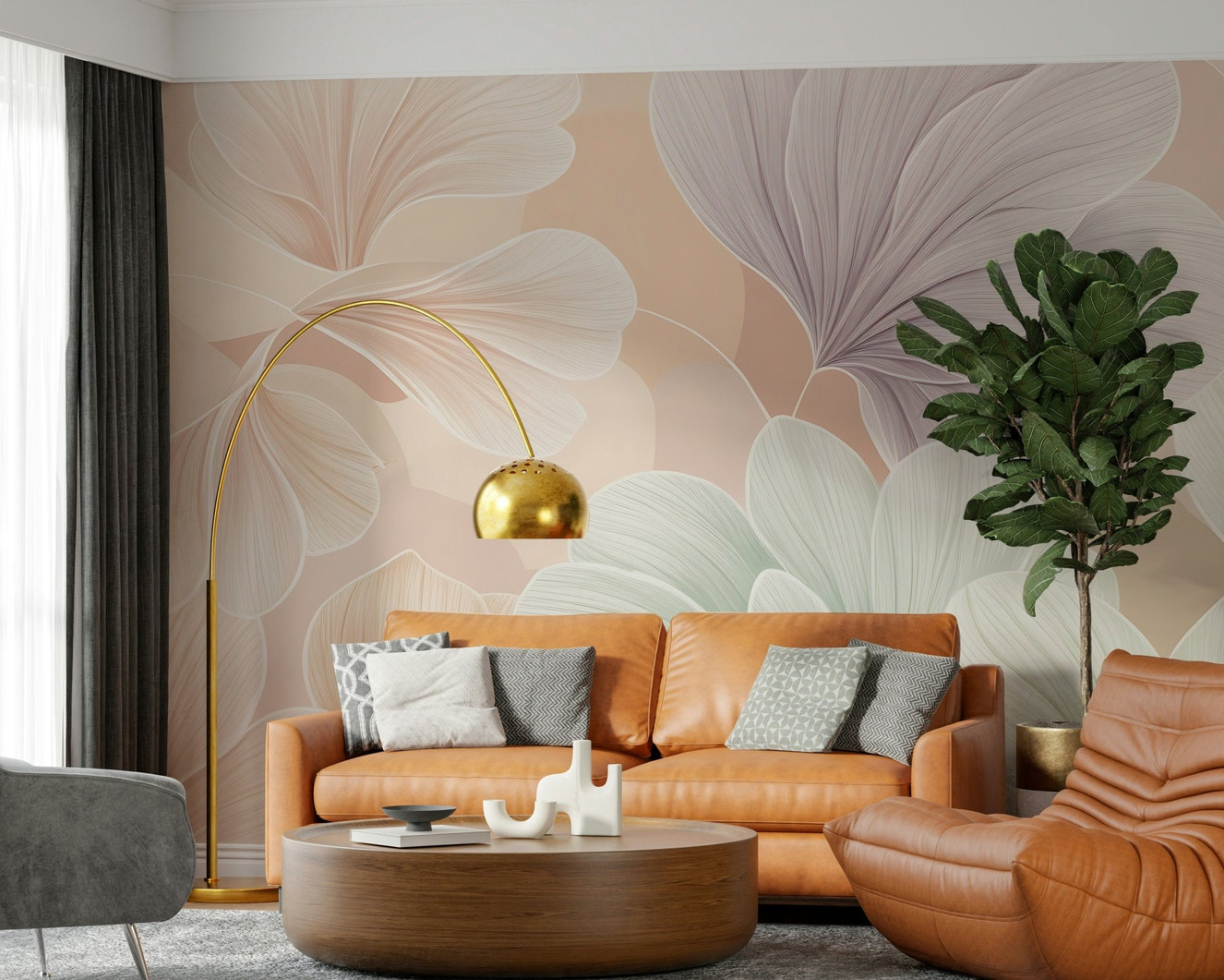 Vintage Botanical Mural for modern home styling.