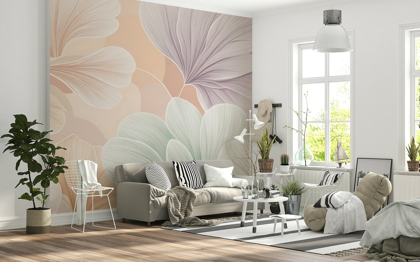 Natural colour tones on Vintage Botanical Mural.