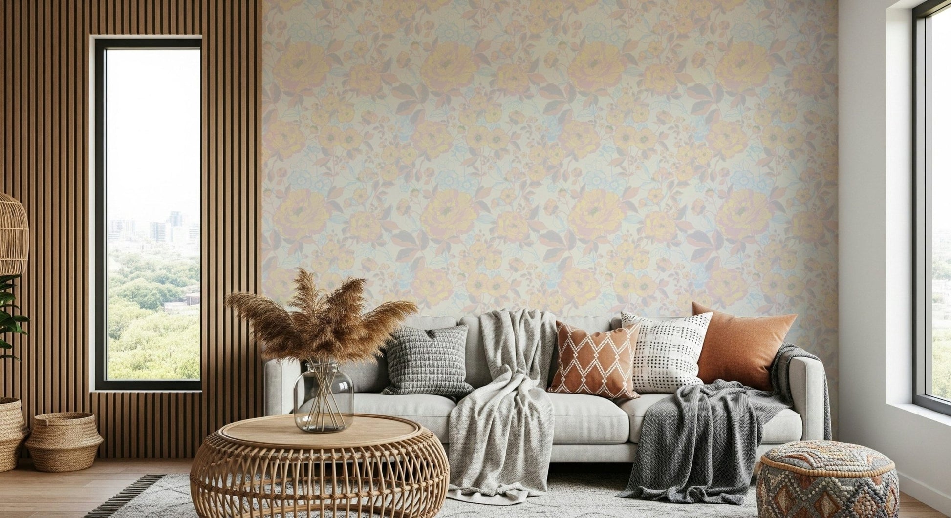 Delicate petal pattern Bloom Hues Soft Floral Art wallpaper.