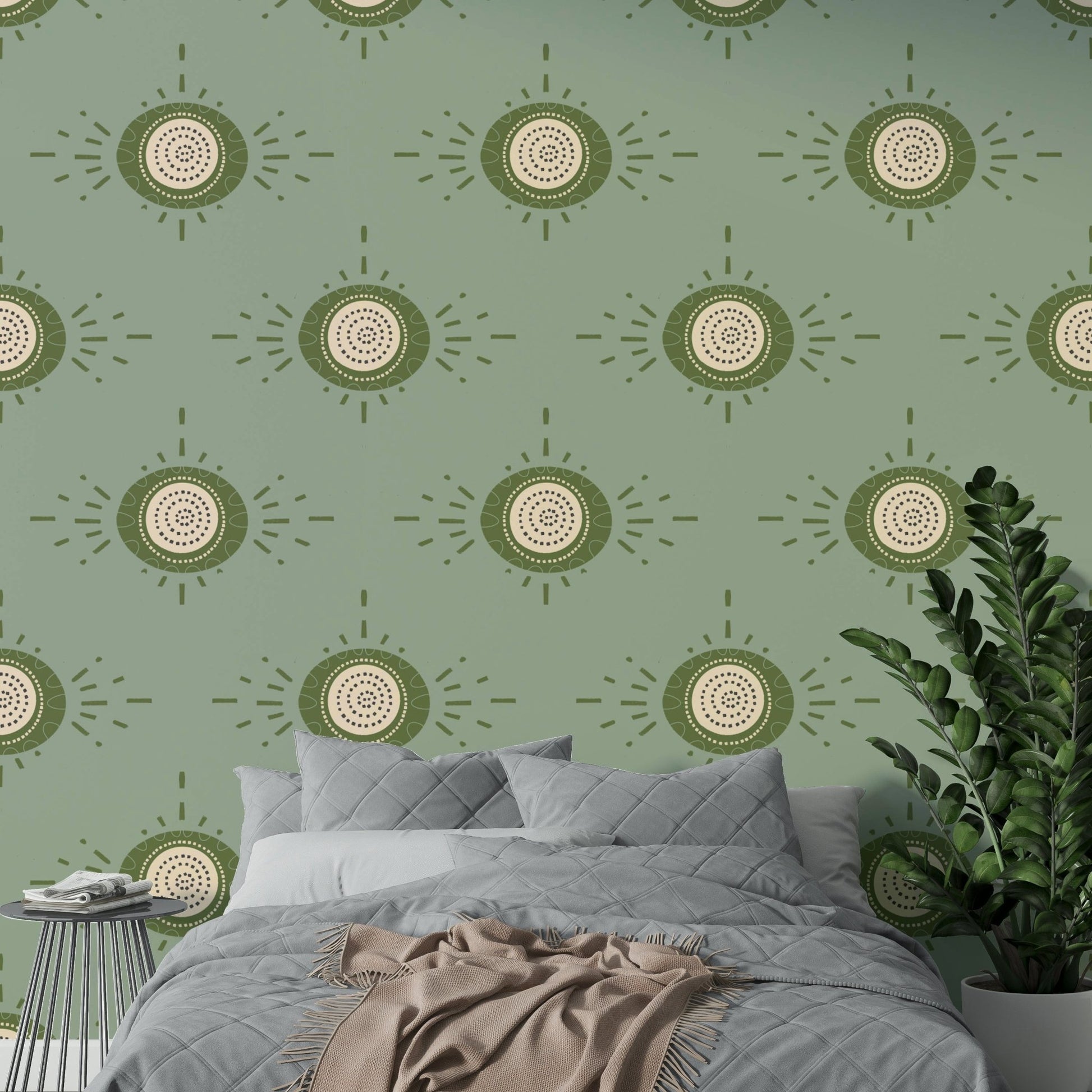 Scandinavian-inspired floral design in soft sage and olive tones

