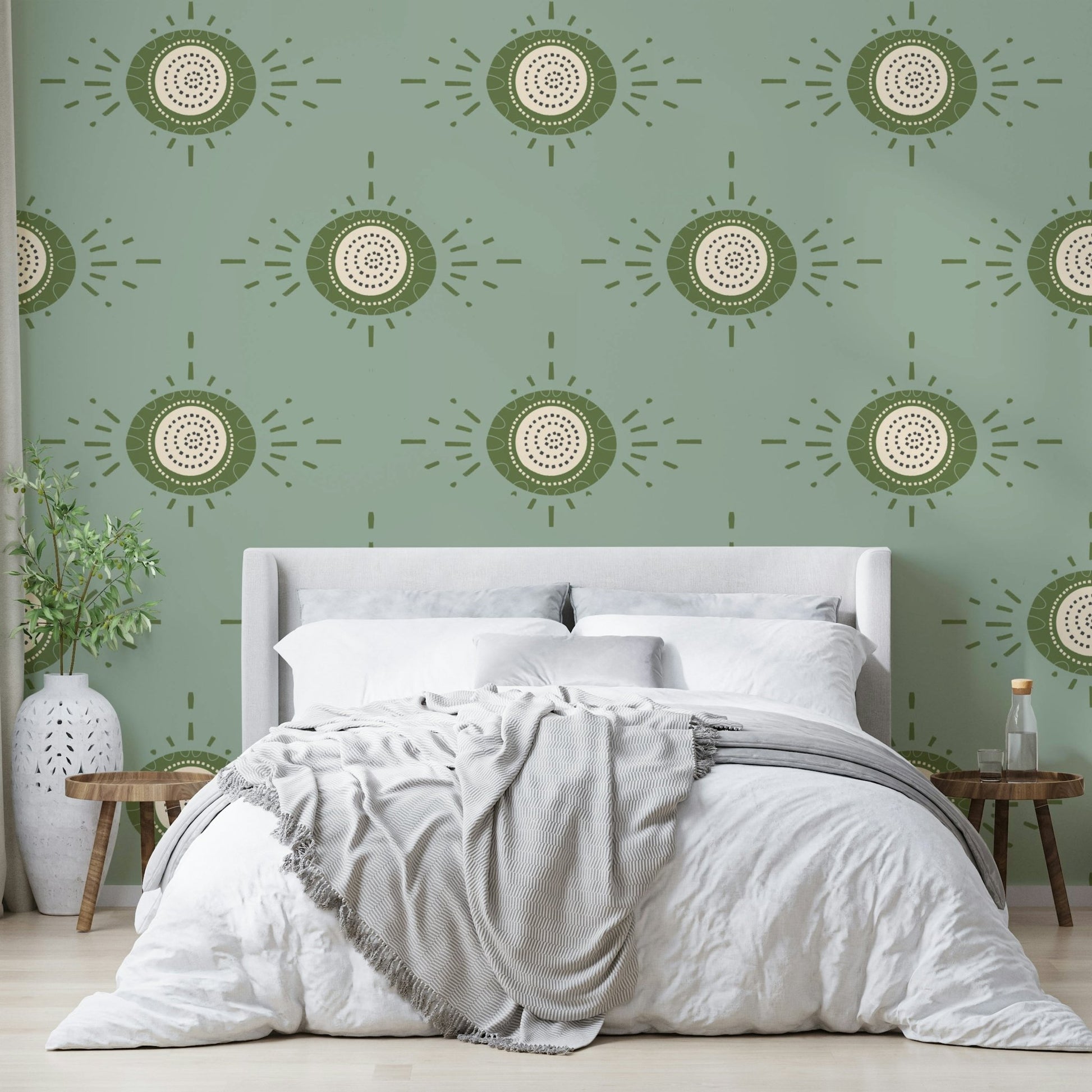Nature-inspired floral design in sage and olive for a peaceful atmosphere

