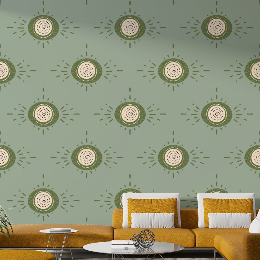 Bold floral patterns in sage and olive creating a modern, earthy look

