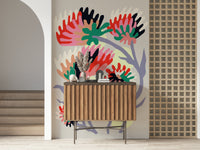 A beautiful subtle floral wallpaper mural with a delicate rebirth theme.