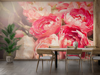 Floral-themed wallpaper with pink flowers
