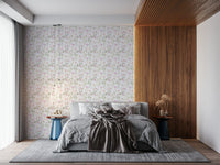 elegant nature-inspired wallpaper with blossoming stems and tiny birds