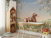 A serene floral animal wall mural for your decor.

