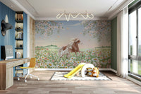 A beautiful blossom horse wallpaper mural for a modern home.

