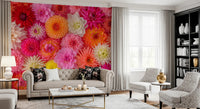 Soft pink and bold red tones blend in the Blossom Medley Wall Mural art print.