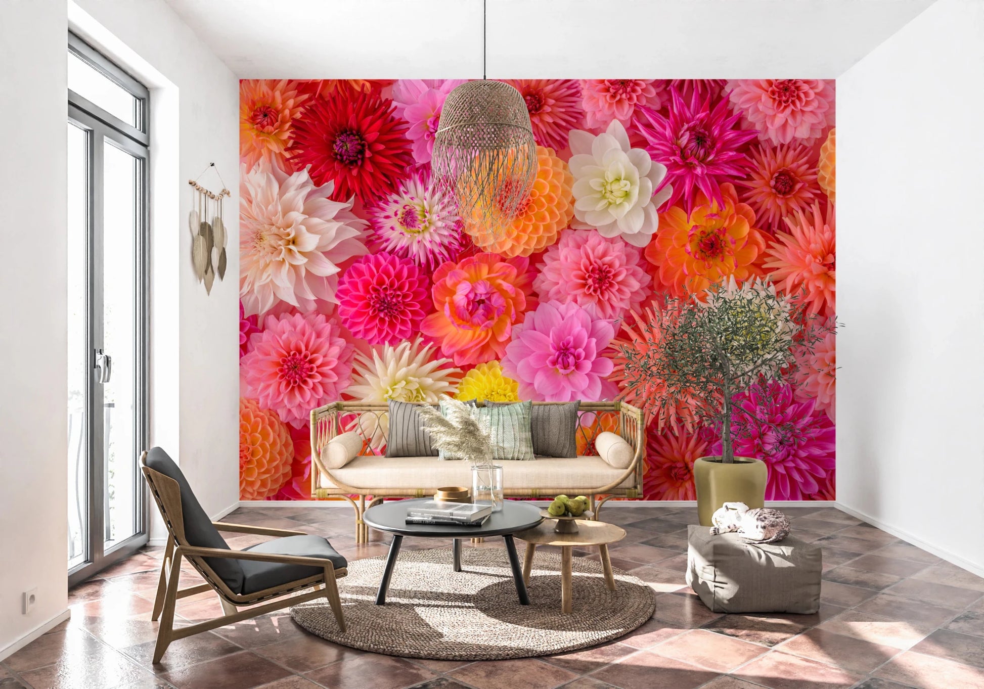 The Blossom Medley Wall Mural offers a lively visual impact with floral variety.