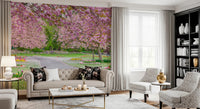 Wide garden view in the Blossom Park Wall Mural art.