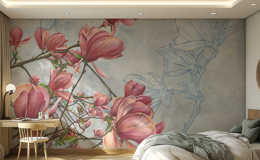 Charming magnolia wallpaper to create a tranquil atmosphere.
