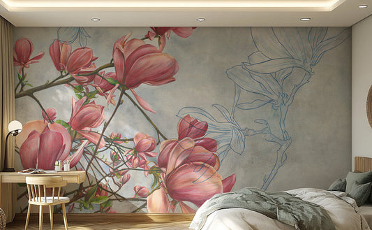 Charming magnolia wallpaper to create a tranquil atmosphere.
