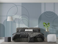 Blue abstract arches wallpaper mural

