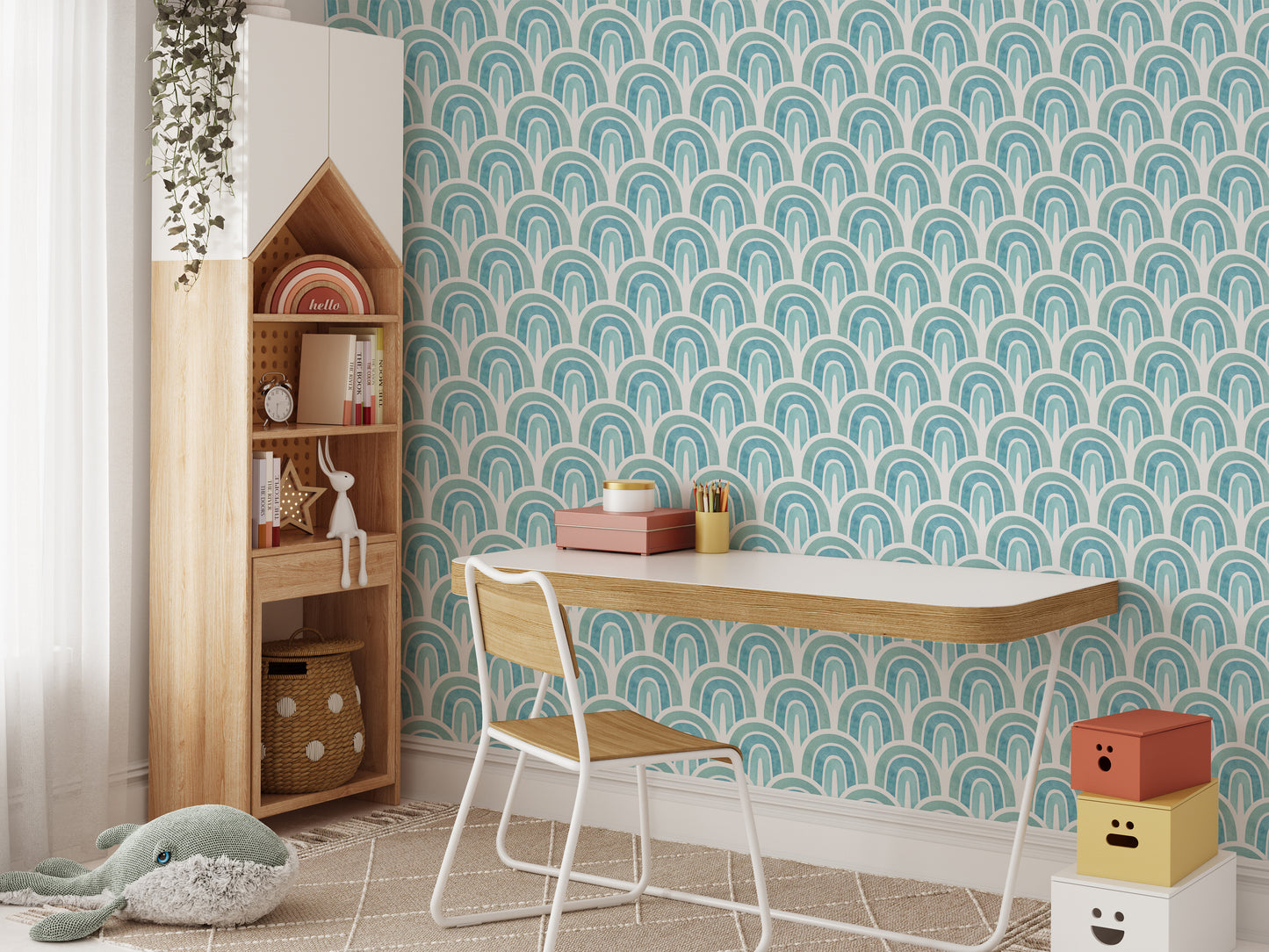 Aesthetic rainbow wallpaper in blue tones
