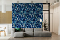 Abstract stone wallpaper showcasing the unique veining of blue agate slices