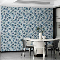 Floral wallpaper with soft blue anemones

