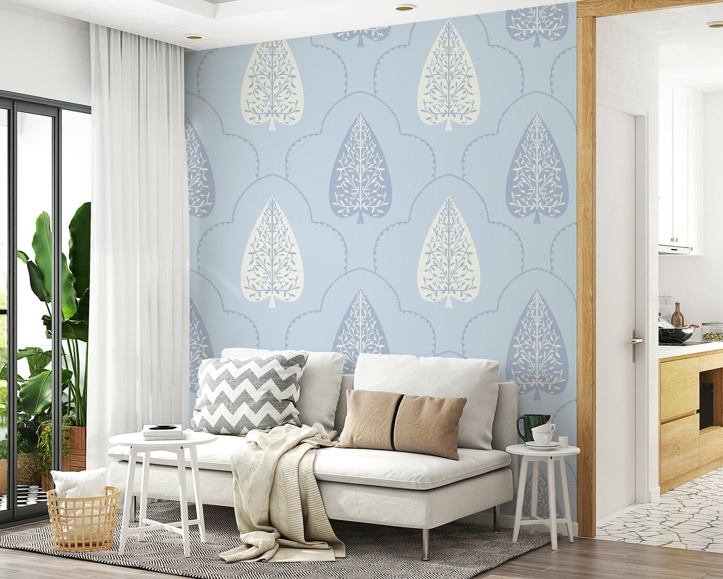 Flowing vine tree graphic wallpaper, charming subtle color, Arbor Branch Harmony.