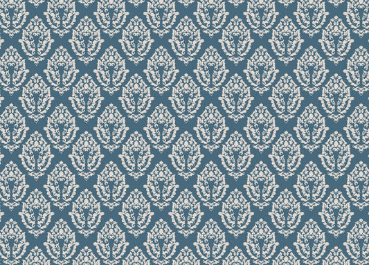 Fond de papier peint de motif de damasque bleu