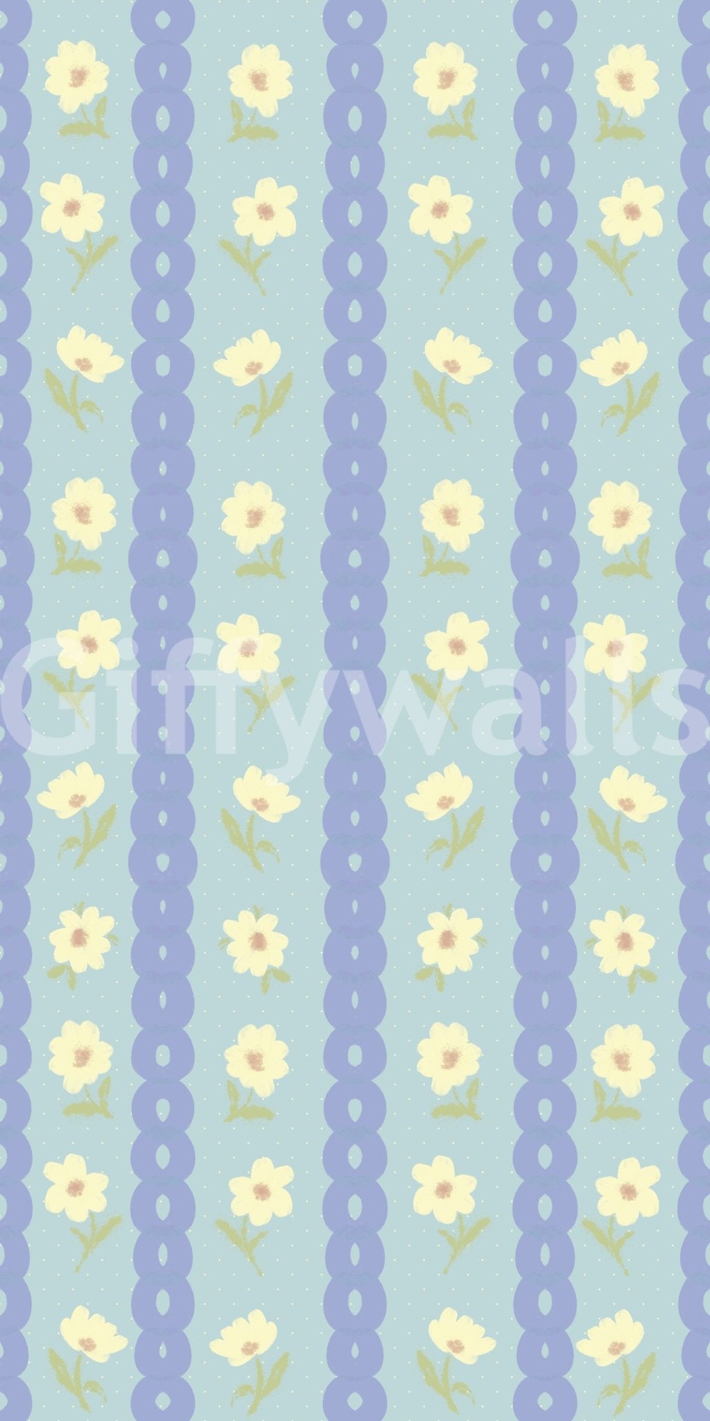 Blue Bloom Stripes Wallpaper⁠
