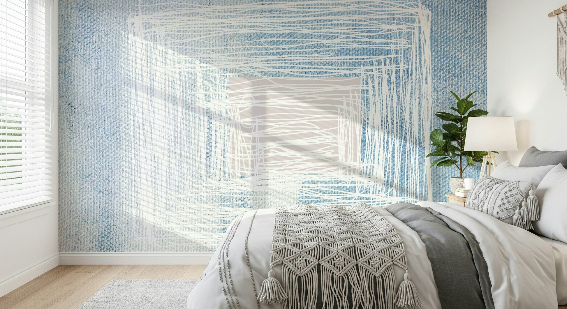 A contemplative gentle design wallpaper mural for a feature wall.