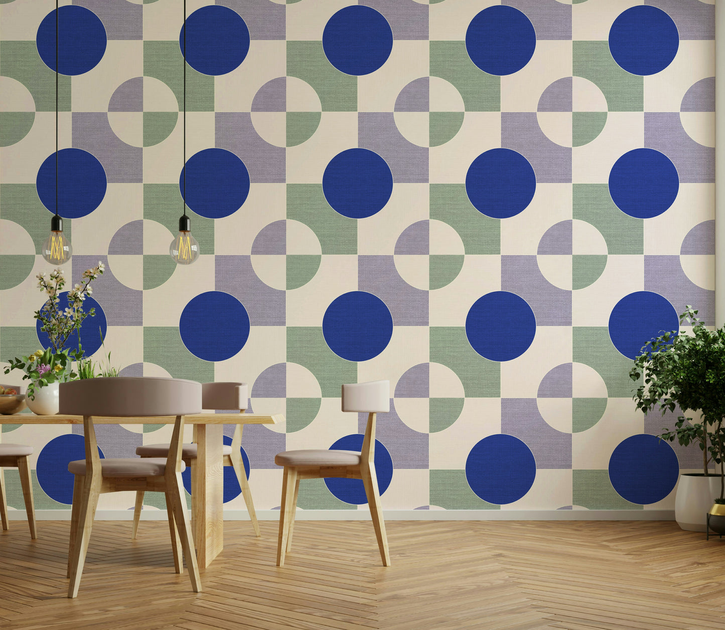 Blå cirkel lærred tapet⁠