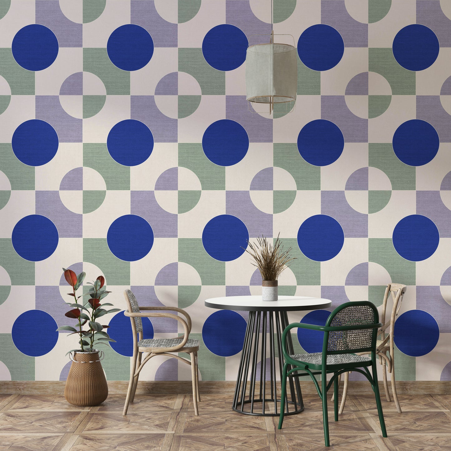 Blå cirkel lærred tapet⁠