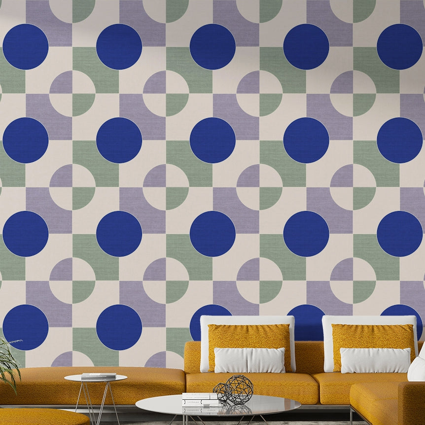 Blå cirkel lærred tapet⁠