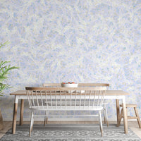 Blue and white dancing leaves wallpaper
