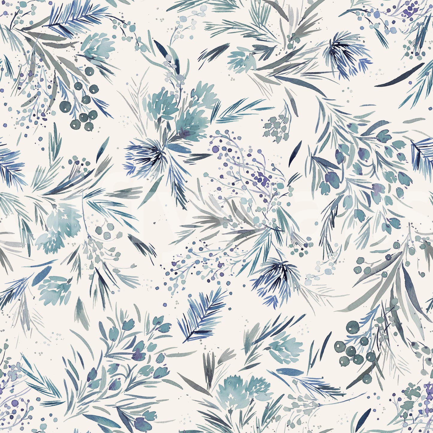 Festive blomsterinimale planter blå tapet⁠