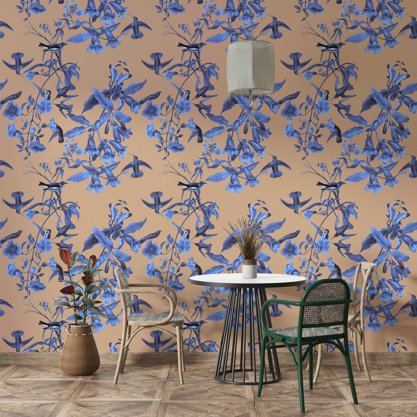 A classic floral design wallpaper for walls.

