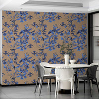 A serene bird and flower wall mural for your decor.

