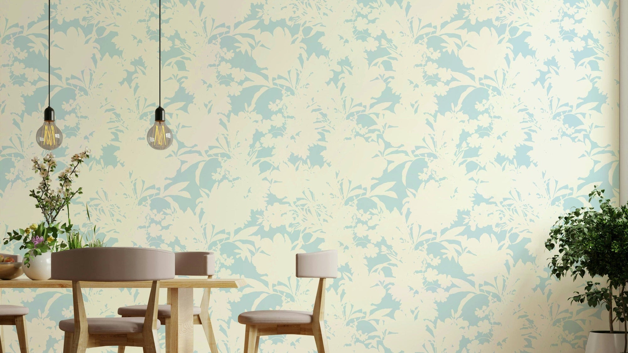 Vibrant abstract flowers wall covering


