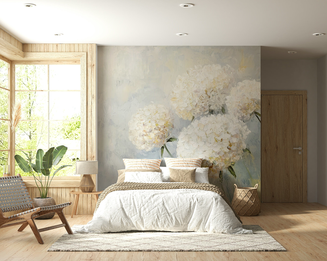 Romantic Soft Bloom Wall Mural – Impressionist floral artwork with gentle brushstrokes and subtle color blending.
