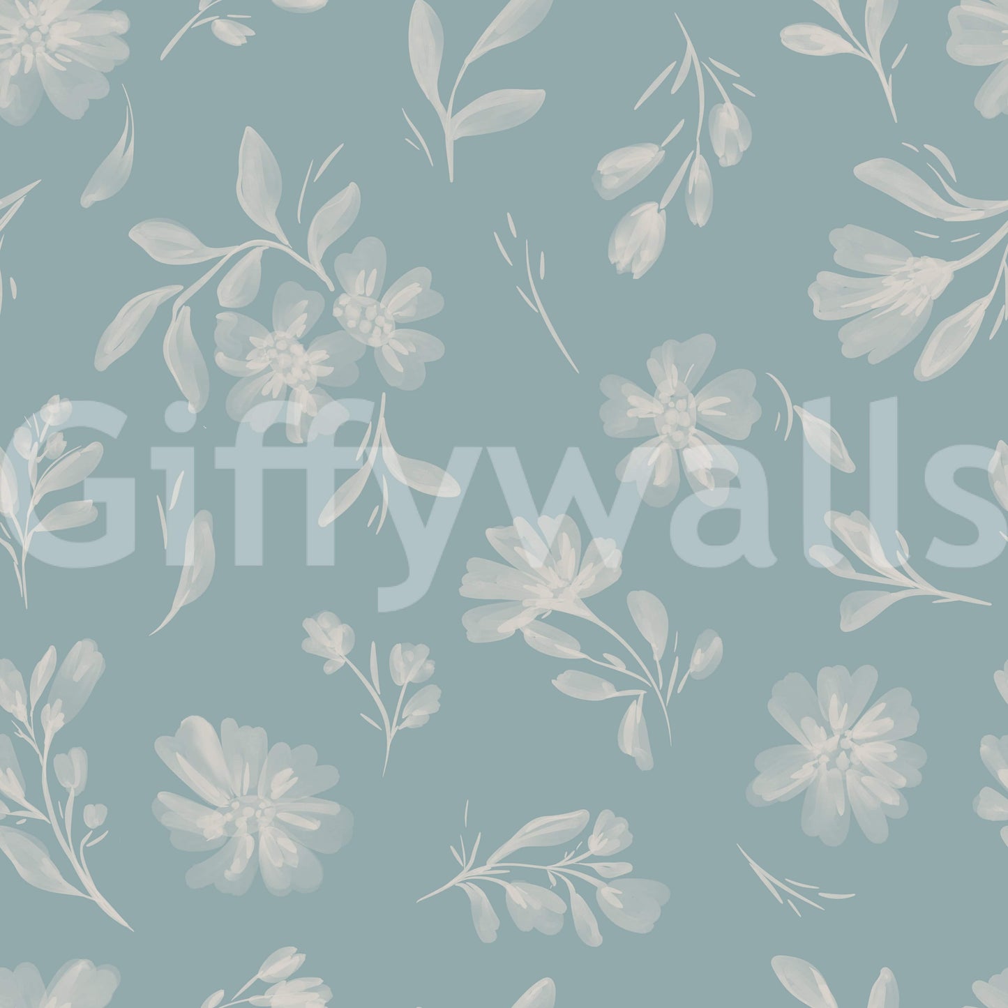 Minimalist nature print Soft Floral Whisper wall mural.
