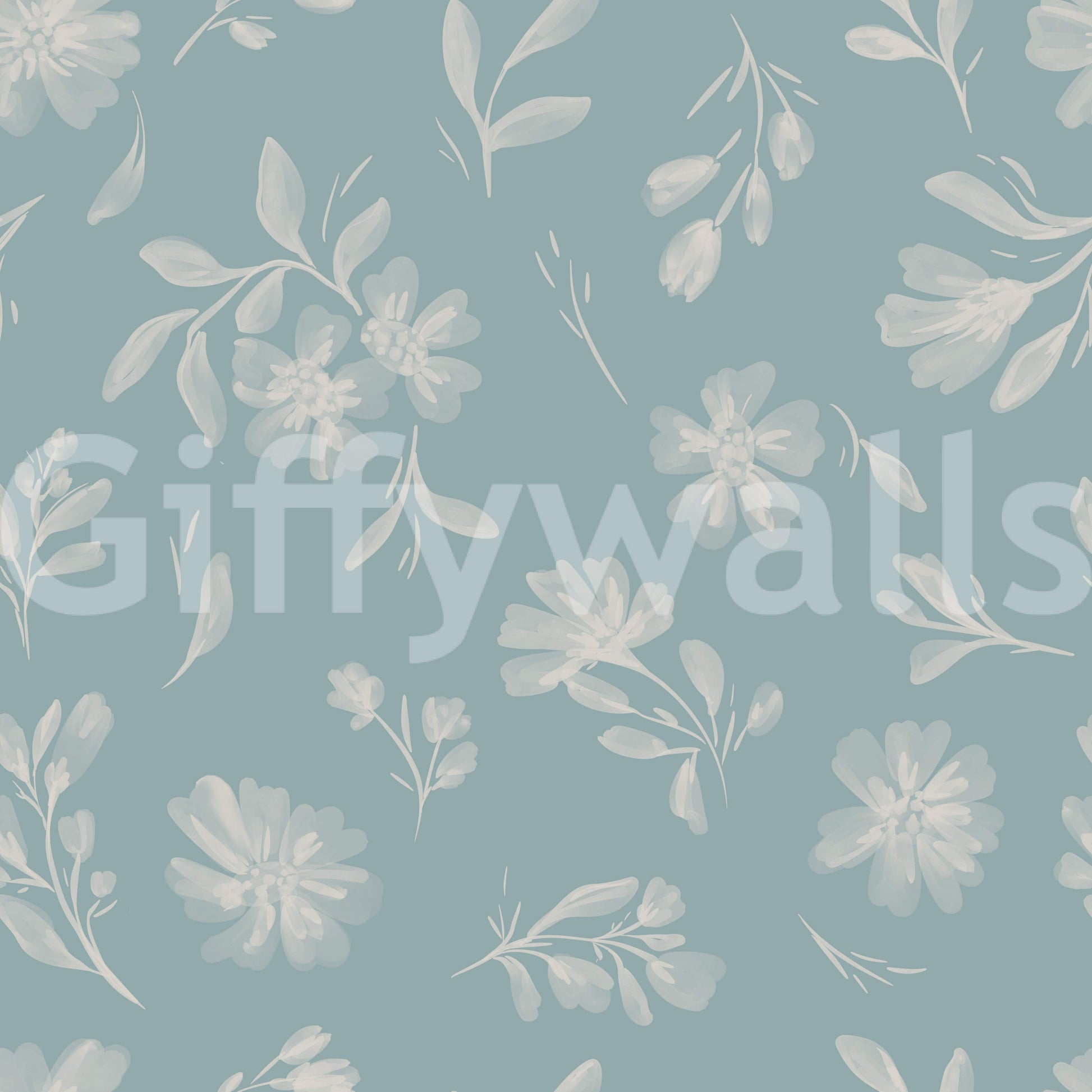 Minimalist nature print Soft Floral Whisper wall mural.