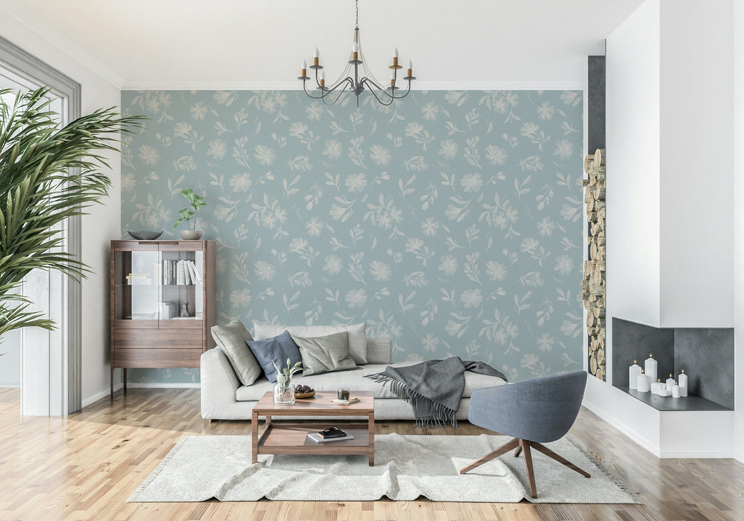Soft Floral Whisper serene wildflower wallpaper for walls.