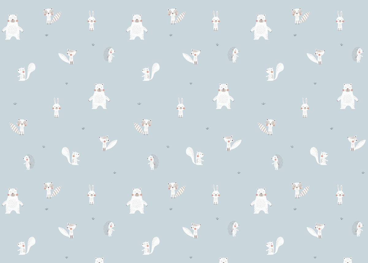 Forest Animals Blue Wallpaper For Walls