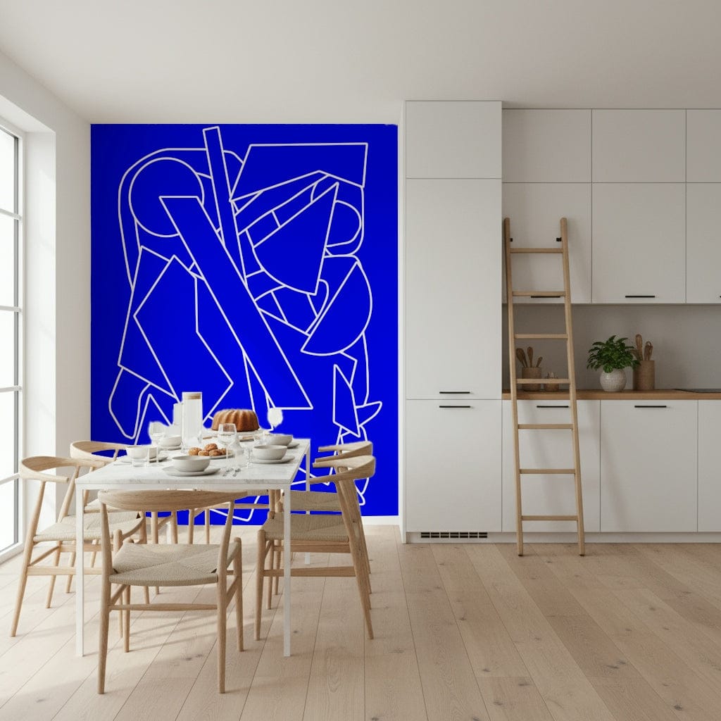 A contemplative gentle blue wallpaper mural for a feature wall.