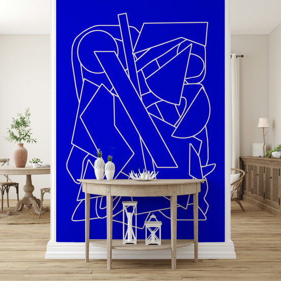 A beautiful subtle blue wallpaper mural with a watercolor texture.
