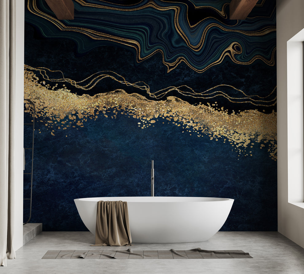 Blue Gold Marble Wallpaper Murals – Elegance for Your Home