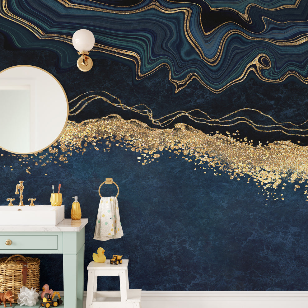 Blue Gold Marble Wallpaper Murals – Elegance for Your Home