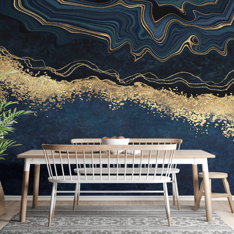 Blue Gold Marble Wallpaper Murals – Elegance for Your Home