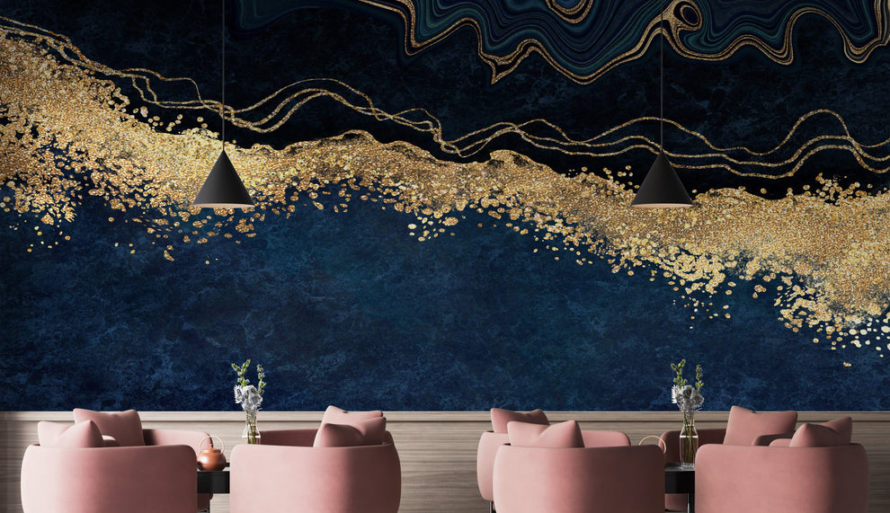 Blue Gold Marble Wallpaper Murals – Elegance for Your Home