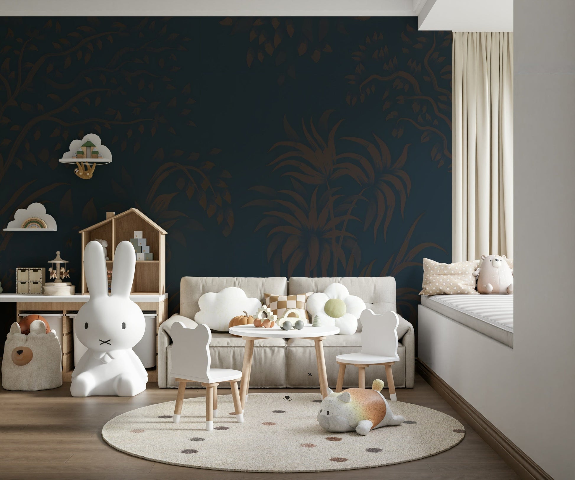 Artistic rainforest illustration Twilight Canopy decor moody atmospheric scenery.