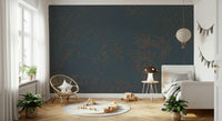 Dense jungle panorama Twilight Canopy mural decorative wall application.