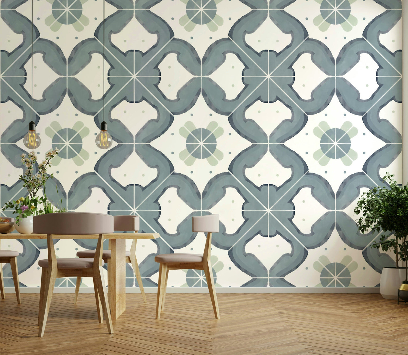 Wall decor with a cool, classic tone

